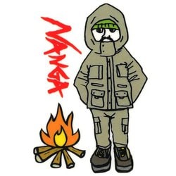 GFNU72N2 NANGA×ウシオダヒロアキ ステッカー TAKIBI [アウトドア ロゴステッカー]