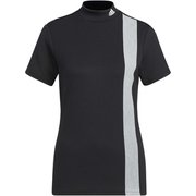 AD22FW HQ21 HG8254 BK J/XL [ゴルフシャツ レディース ビッグアディダスロゴ 半袖モックネックシャツ J/XL ブラック]