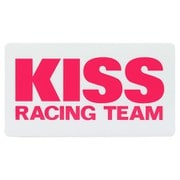 K1472 [KISS Racing チームステッカー：白ベース/ピンク文字 Mサイズ：100×55mm]