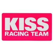 K1482 [KISS Racing チームステッカー：ピンクベース/白文字 Mサイズ：100×55mm]