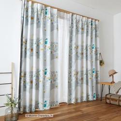 既製カーテン 1枚入 ドレープ 100cm×135cm ソフトメロディー ブルー A1004