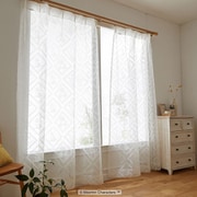 既製カーテン 1枚入 レース 100cm×133cm ひし形 ホワイト A1018