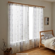 既製カーテン 1枚入 レース 100cm×133cm フォークライン ブルー A1019
