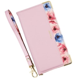Galaxy S22用 フラワー手帳型スマートフォンケース エレガンテ/ピンク BL-GAS22-02PK