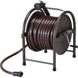 グリーンライフ スチールホースリール 大水量ノズル付き 30m ブラウン HR-L30D（BR）