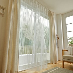 既製カーテン レース クレープ 100cm×133cm ナチュラルホワイト G1048-NW