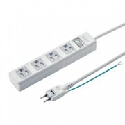 電源タップ マグネット 4個口 5m 3ピン 一括スイッチ ほこり防止 折りたたみ式プラグ PSE ユリア樹脂 2Pアースコード付き グレー 簡易ビニールパッケージ TAP-SH3450MGSW