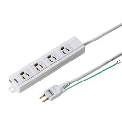 電源タップ マグネット 4個口 5m 3ピン 抜け止め 通電確認ランプ PSE アース端子 ユリア樹脂 固定穴 2Pアースコード付き グレー 簡易ビニールパッケージ TAP-MG341N2PN-5