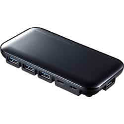 USB3.2/3.1 Gen2 ハブ ドック 10Gbps 7ポート（USB-CからUSB-C×3/USB-A×4ポート） 電源付き 高速転送 ケーブル長1m セルフ/バスパワー両対応 ブラック USB-3TCH38BK