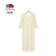 FRUIT OF THE LOOM ワッフルワンピース7分袖 イエローS 14796200