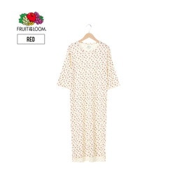 FRUIT OF THE LOOM ワッフルワンピース7分袖 レッドL 14796200