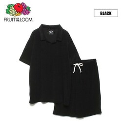 FRUIT OF THE LOOM 襟ありパイルルームウエア ブラックL 70020300