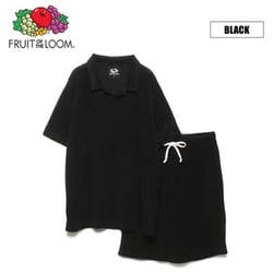 FRUIT OF THE LOOM 襟ありパイルルームウエア ブラックLL 70020300