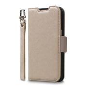 CR_INNCSPLNU_BG [iPhone 14用 ケース 手帳型 カバー カード収納 ストラップ付 マグネット ベルト NU ベージュ×グレー]