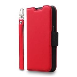 CR_INNCSPLNU_RD [iPhone 14用 ケース 手帳型 カバー カード収納 ストラップ付 マグネット ベルト NU レッド×ブラック]