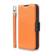 CR_INBCSPLNU_OB [iPhone 14 Plus用 ケース 手帳型 カバー カード収納 ストラップ付 マグネット ベルト NU オレンジ×ブラック]