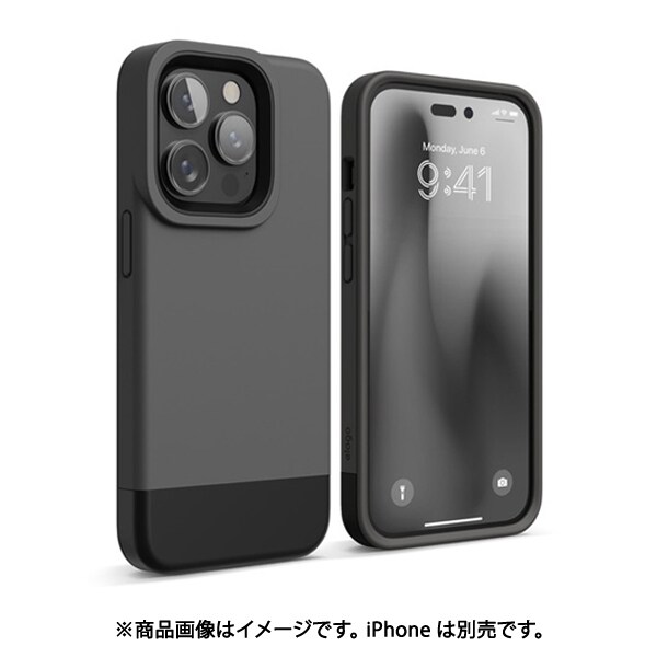 EL_INPCSPTGE_DL [iPhone 14 Pro用 ケース カバー 耐衝撃 衝撃吸収 GLIDE CASE ダークグレー/ブラック]