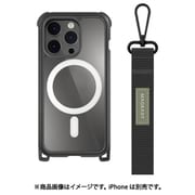 ME_INPCSPTSW_LB [iPhone 14 Pro用 ケース カバー クリア MagSafe対応 マグネット付 耐衝撃 米軍MIL規格 ロングストラップ付 Odyssey＋ M with long strap レザーブラック/クラシックブラック]