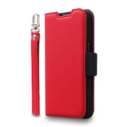 CR_INPCSPLNU_RD [iPhone 14 Pro用 ケース 手帳型 カバー カード収納 ストラップ付 マグネット ベルト NU レッド×ブラック]