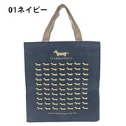 3L13-01 [WHOLLY（ウォーリー）プリント 角型 手提げバッグ トートバッグ エコバッグ ネイビー]
