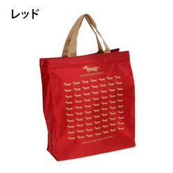 WHOLLY（ウォーリー）プリント角型 手提げ エコバッグ 小 レッド 3L12-01
