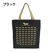 3L12-01 [WHOLLY（ウォーリー）プリント角型 手提げ エコバッグ 小 ブラック]