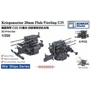WS35003 1/350 WW.II ドイツ海軍 20mm Flak C35 4連装対空砲 [プラモデル用パーツ]