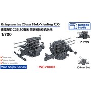 WS70003 1/700 WW.II ドイツ海軍 20mm Flak C35 4連装対空砲 [プラモデル用パーツ]