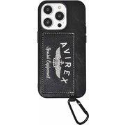 md-75267-1 [iPhone 14 Pro用 AVIREX カード収納付き背面ケース/刺繍ロゴ/ブラック]