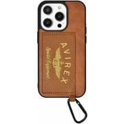 md-75267-2 [iPhone 14 Pro用 AVIREX カード収納付き背面ケース/刺繍ロゴ/ブラウン]