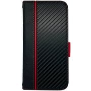 AC-P22P-PB CBR [iPhone 14 Pro用 ソフトレザー手帳型ケース カーボン/レッドライン]