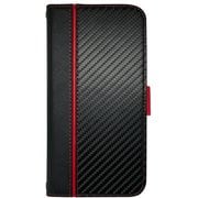 AC-P22X-PB CBR [iPhone 14 Plus用 ソフトレザー手帳型ケース カーボン/レッドライン]