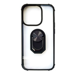 AC-P22P-TR BK [iPhone 14 Pro用 耐衝撃背面クリアケース スマホリング付 ブラック]