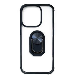 AC-P22PX-TR BK [iPhone 14 Pro MAX用 耐衝撃背面クリアケース スマホリング付 ブラック]