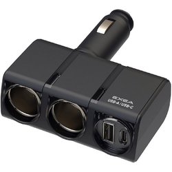 EM-173 [車内用品 EXEA（エクセア） 電源ソケット USBバーチカルソケット カラー：ブラック]
