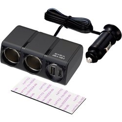 EM-174 [車内用品 EXEA（エクセア） 電源ソケット USBツインソケット カラー：ブラック]