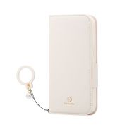 PM-A22APLFJM2WH [iPhone 14/13用 ケース カバー レザー 手帳型 マグネット フラップ 耐衝撃 衝撃吸収 スタンド機能付 フィンガースト]