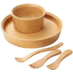 子供用食器 5点セット GRANDek SKY 木製 天然木 ビーチ ギフトセット GD05-SKY