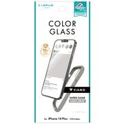LN-IA22FGVMLGY [iPhone 14 Plus用 ガラスフィルム「ViAMO COLOR GLASS」 全画面保護 ソフトフレーム ライトグレー]