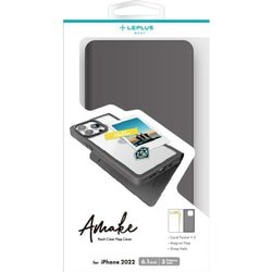 LN-IP22AMEBK [iPhone 14 Pro用 軽量・背面クリアフラップケース 「Amake」 ブラック]