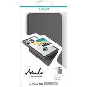 LN-IP22AMEBK [iPhone 14 Pro用 軽量・背面クリアフラップケース 「Amake」 ブラック]