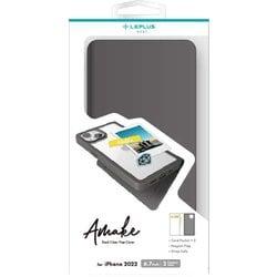 LN-IA22AMEBK [iPhone 14 Plus用 軽量・背面クリアフラップケース 「Amake」 ブラック]