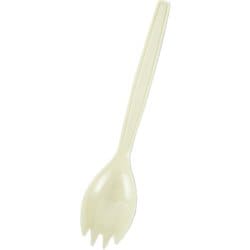 HEIKO プラスチックフォークスプーン アイボリー 16cm 単袋 4513004