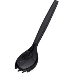 HEIKO プラスチックフォークスプーン 黒 16cm 単袋 4513025