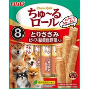 ちゅ～るロール とりささみ ビーフ・緑黄色野菜入り [犬用おやつ 8本 緑茶消臭成分配合]