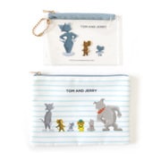 W-TJ362 BL TOM and JERRY アートコレクション フラットポーチセット ブルー [キャラクターグッズ]