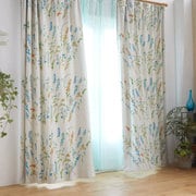 既製カーテン ドレープ コレット 100cm×178cm ブルー V1326