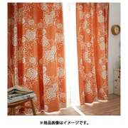 既製カーテン ドレープ ハナカザリ 100cm×200cm オレンジ V1251