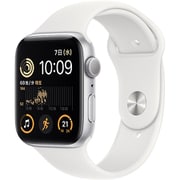 Apple Watch SE 第2世代 （GPSモデル）- 44mmシルバーアルミニウムケースとホワイトスポーツバンド - レギュラー [MNK23J/A]