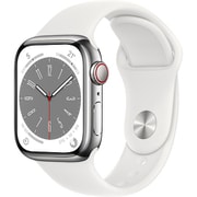 Apple Watch Series 8 （GPS ＋ Cellularモデル）- 41mmシルバーステンレススチールケースとホワイトスポーツバンド - レギュラー [MNJ53J/A]